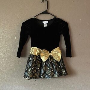 Bonnie Jean Black and Gold Formal Kids Dress